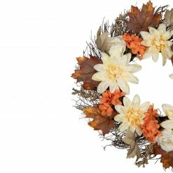 Northlight Orange And Cream Floral Fall Harvest Artificial Wreath, 22-Inch -Wreaths & Garland shop northlight sm94128 2 31393.1660325559