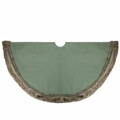 Northlight 48" Green Burlap Christmas Tree Skirt With Faux Fur Trim