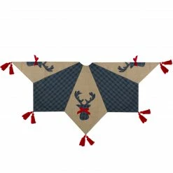 Northlight 48" Blue And Brown Burlap And Plaid Reindeer Christmas Tree Skirt With Tassels -Wreaths & Garland shop northlight t1190696 blue 1 sample 44542.1602812976