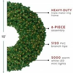 Northlight 10' Pre-Lit Olympia Pine Commercial Artificial Christmas Wreath - Warm White Lights -Wreaths & Garland shop northlight th90409 thumbnail 47641.1604542293