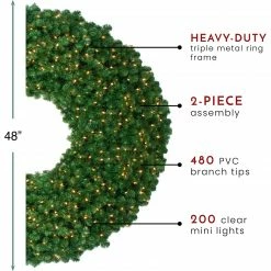 Northlight 48" Pre-Lit Olympia Pine Artificial Christmas Wreath - Clear Lights -Wreaths & Garland shop northlight th90410 thumbnail 76088.1604542306