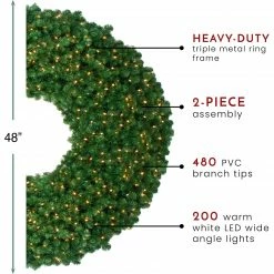 Northlight 48" Pre-Lit Olympia Pine Artificial Christmas Wreath - Warm White Lights -Wreaths & Garland shop northlight th90411 thumbnail 06750.1604542292