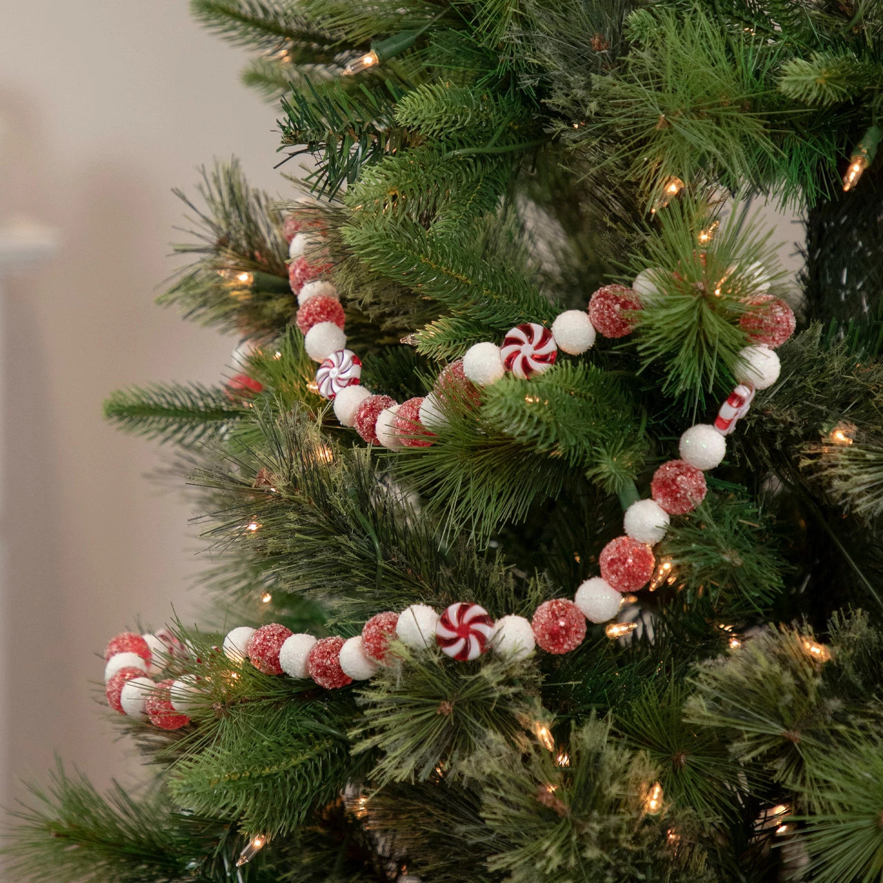 Northlight 4' Red And White Peppermint Candy Christmas Garland 2 Northlight 4' Red And White Peppermint Candy Christmas Garland - Image 2