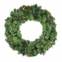 Northlight 24" Pre-Lit Canadian Pine Artificial Christmas Wreath - Multi Lights