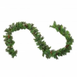 Northlight 9' X 12" Green Pine And Pine Cones Artificial Christmas Garland, Unlit