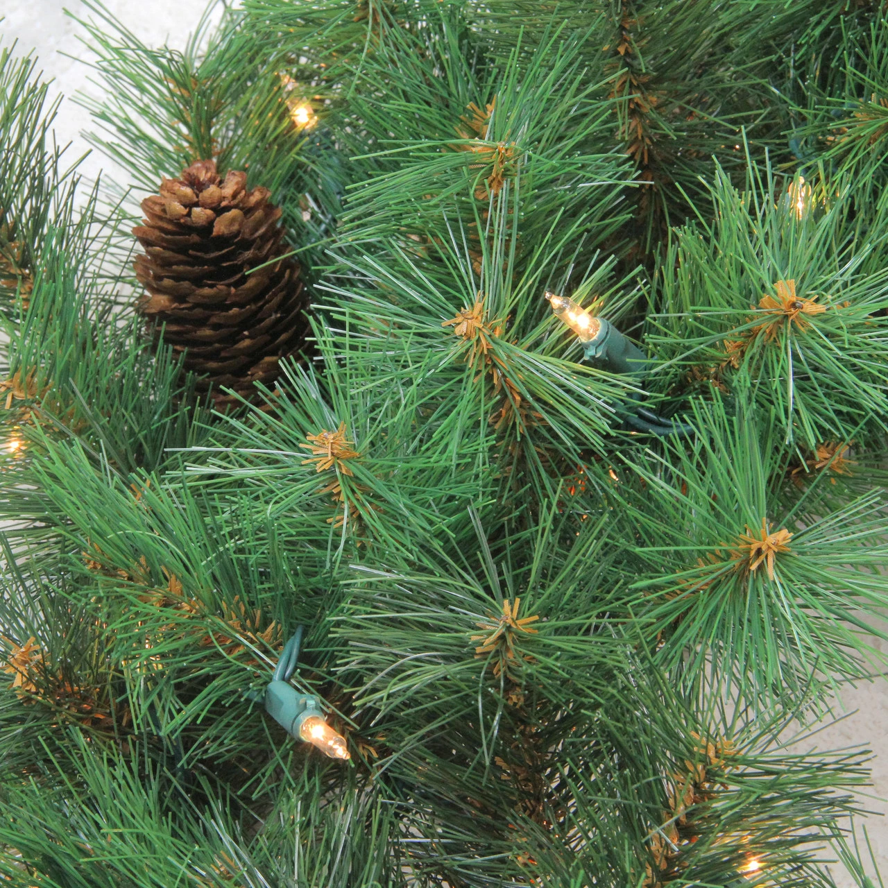 Northlight 48" Pre-Lit Royal Oregon Pine Artificial Christmas Wreath - Clear Lights 2 Northlight 48" Pre-Lit Royal Oregon Pine Artificial Christmas Wreath - Clear Lights - Image 2