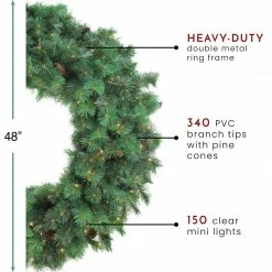 Northlight 48" Pre-Lit Royal Oregon Pine Artificial Christmas Wreath - Clear Lights -Wreaths & Garland shop northlight v15929 thumbnail 35406.1604542612