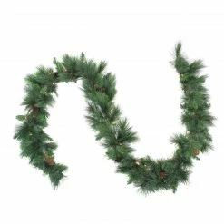 Northlight 9' X 14" Pre-Lit White Valley Pine Artificial Christmas Garland - Clear Lights
