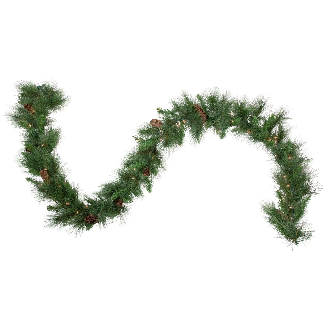 Northlight 9' X 12" Pre-Lit White Valley Pine Needle Artificial Christmas Garland, Clear Lights 1 Northlight 9' X 12" Pre-Lit White Valley Pine Needle Artificial Christmas Garland, Clear Lights