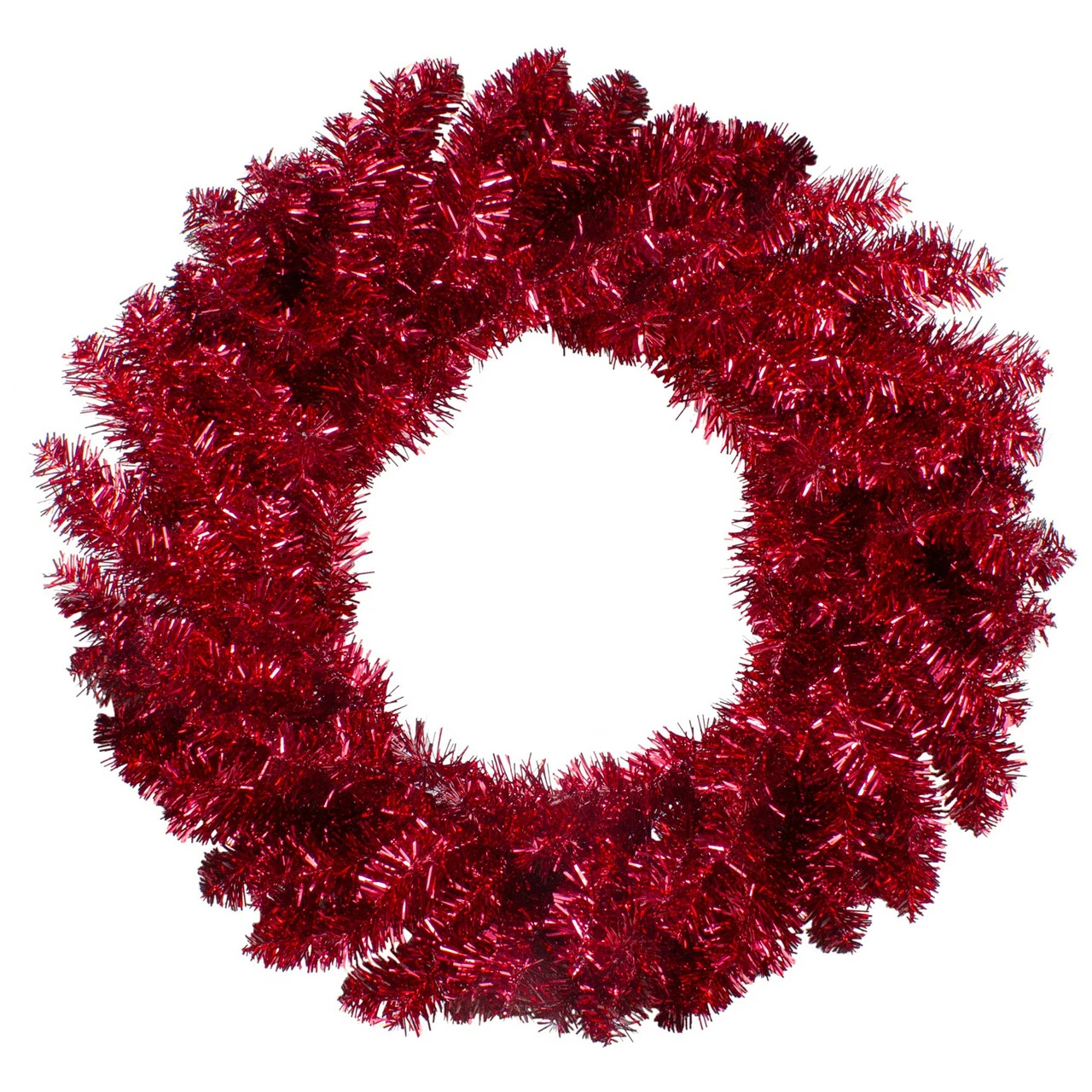 Northlight 24" Metallic Red Artificial Double Tinsel Christmas Wreath - Unlit 1 Northlight 24" Metallic Red Artificial Double Tinsel Christmas Wreath - Unlit