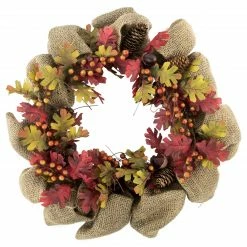 Northlight Autumn Harvest Acorn Berry And Burlap Rustic Thanksgiving Wreath, 18-Inch