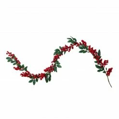 Northlight 5' X 3.25" Red Berries With Leaves Artificial Christmas Garland, Unlit
