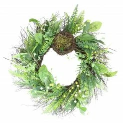Northlight Green And Brown Foliage Artificial Spring Wreath With Nest - 24-Inch, Unlit