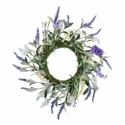 Northlight Green And Purple Twig Artificial Floral Wreath, 16-Inch - Unlit
