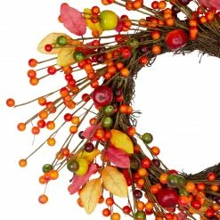 Northlight Berries And Apples Foliage Twig Artificial Thanksgiving Wreath - 18-Inch, Unlit -Wreaths & Garland shop northlight vm26538 1 72620.1665087795
