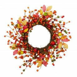 Northlight Berries And Apples Foliage Twig Artificial Thanksgiving Wreath - 18-Inch, Unlit