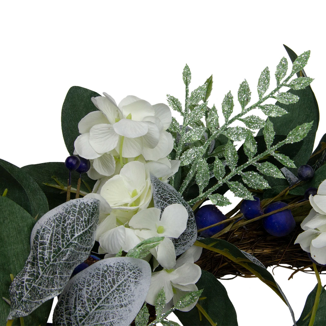 Northlight Iced Hydrangeas, Blueberries, And Foliage Artificial Christmas Wreath - 26 Inch, Unlit 4 Northlight Iced Hydrangeas, Blueberries, And Foliage Artificial Christmas Wreath - 26 Inch, Unlit - Image 4