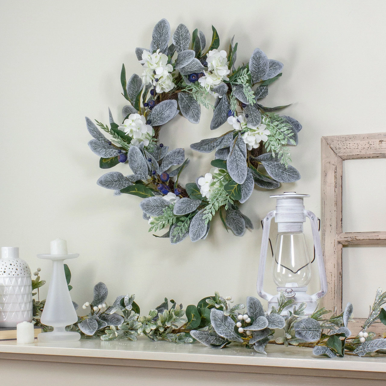 Northlight Iced Hydrangeas, Blueberries, And Foliage Artificial Christmas Wreath - 26 Inch, Unlit 2 Northlight Iced Hydrangeas, Blueberries, And Foliage Artificial Christmas Wreath - 26 Inch, Unlit - Image 2