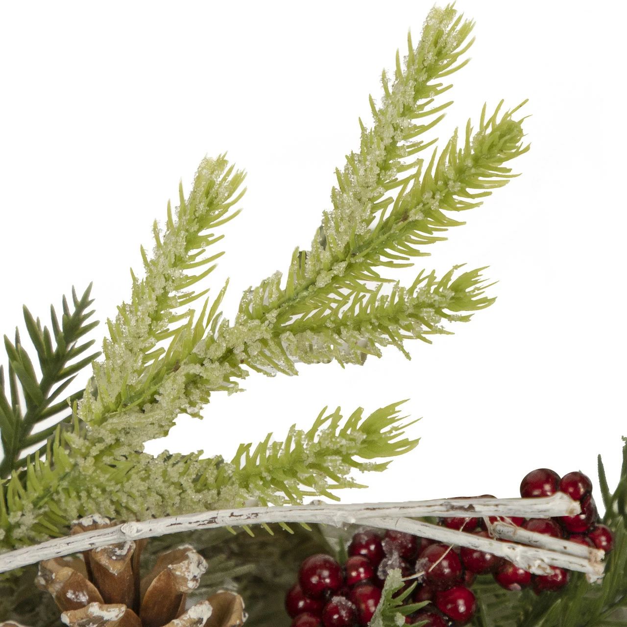 Northlight Icy Winter Foliage And Plaid Bow Artificial Christmas Twig Wreath, 23 Inch, Unlit 6 Northlight Icy Winter Foliage And Plaid Bow Artificial Christmas Twig Wreath, 23 Inch, Unlit - Image 6