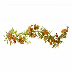 Northlight 5' X 10" Pumpkins And Berries With Leaves Artificial Thanksgiving Garland - Unlit