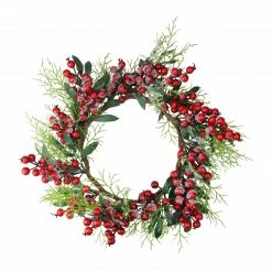 Northlight Frosted Red Berries And Foliage Artificial Christmas Wreath - 18-Inch, Unlit