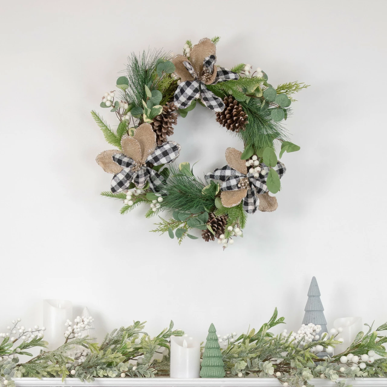 Northlight Magnolia And Frosted Pine Cones Artificial Christmas Wreath - 22-Inch, Unlit 2 Northlight Magnolia And Frosted Pine Cones Artificial Christmas Wreath - 22-Inch, Unlit - Image 2