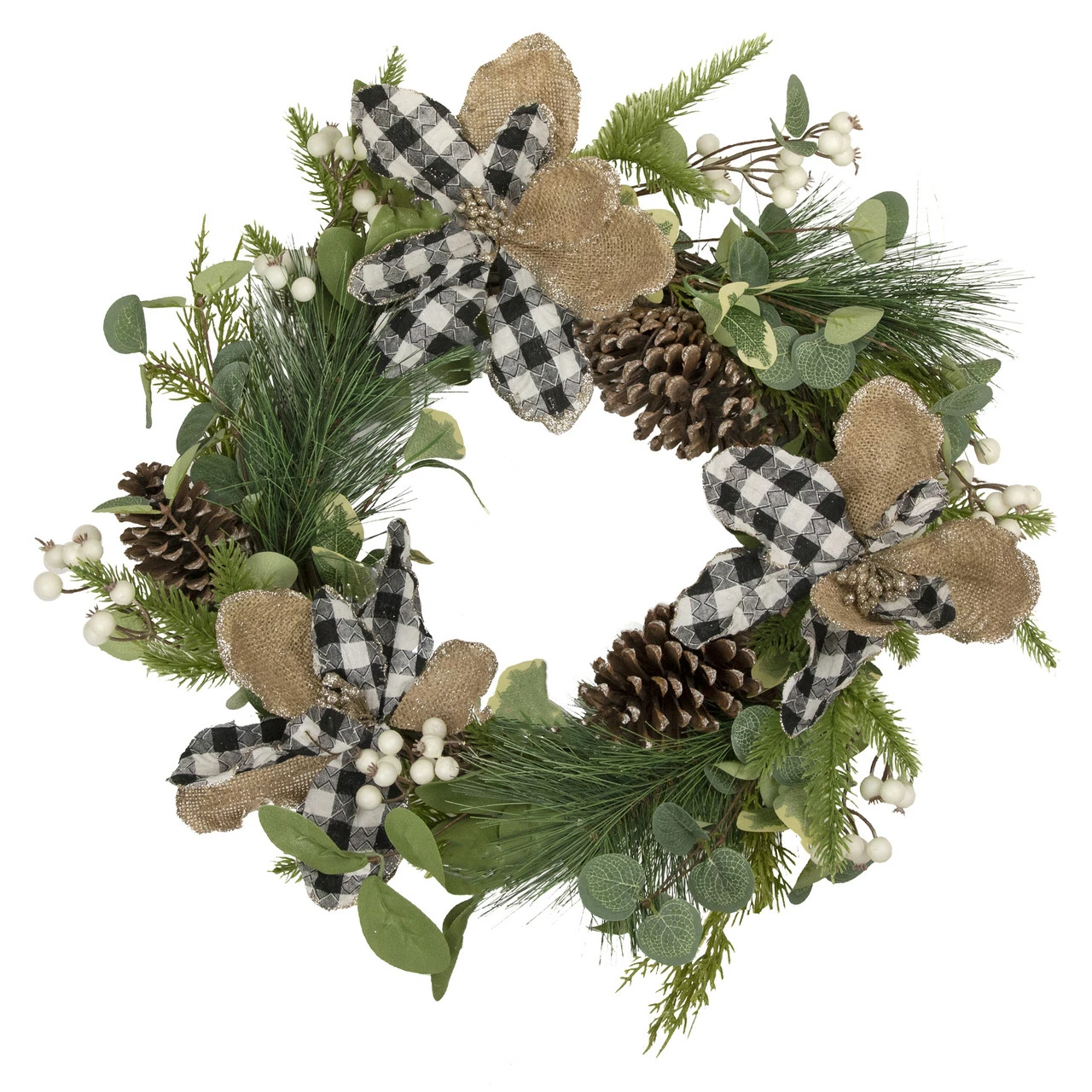 Northlight Magnolia And Frosted Pine Cones Artificial Christmas Wreath - 22-Inch, Unlit 1 Northlight Magnolia And Frosted Pine Cones Artificial Christmas Wreath - 22-Inch, Unlit