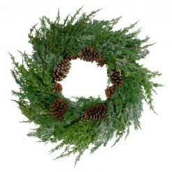 Northlight Frosted Cedar And Pine Cone Artificial Christmas Wreath, 26-Inch, Unlit