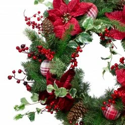 Northlight Poinsettias And Red Berries Artificial Christmas Wreath - 30-Inch, Unlit -Wreaths & Garland shop northlight vm89298 1 56925.1607655598