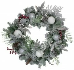 Northlight Frosted Cedar And Berries Artificial Christmas Wreath - 24-Inch, Unlit