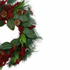 Northlight Leaves, Berry And Pine Needle Artificial Christmas Wreath - 24-Inch, Unlit -Wreaths & Garland shop northlight vm90071 1 99222.1607655604