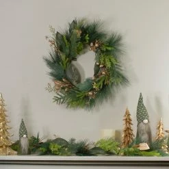 Alternative view of Northlight Leaves, Berry And Cedar Artificial Christmas Wreath - 20-Inch, Unlit
