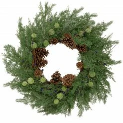 Northlight Pinecones And Blueberries Artificial Christmas Wreath, 28-Inch, Unlit