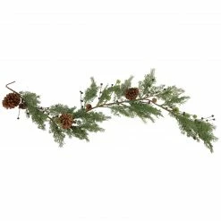 Northlight 5' X 10" Pine And Blueberry Christmas Garland With Pinecones, Unlit