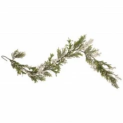 Northlight 5' X 10" White Berry And Frosted Pine Christmas Garland, Unlit