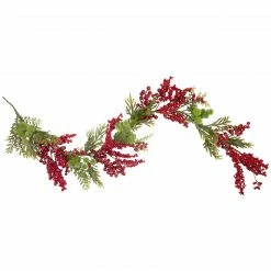 Northlight 5' X 12" Red Berry And Frosted Pine Christmas Garland - Unlit