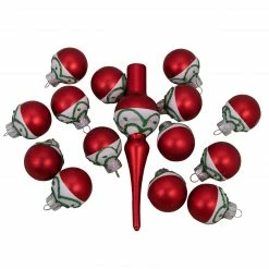 Northlight 15ct Red And White Frosted Tree Topper With Christmas Ball Ornaments -Wreaths & Garland shop northlight wy27600 3 50451.1665432996