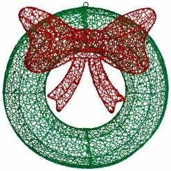 Northlight 24" LED Lighted Green Glitter Wreath With Red Bow Outdoor Christmas Decoration