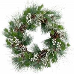 Northlight Glittered White Berry And Pinecone Artificial Christmas Wreath, 30-Inch, Unlit