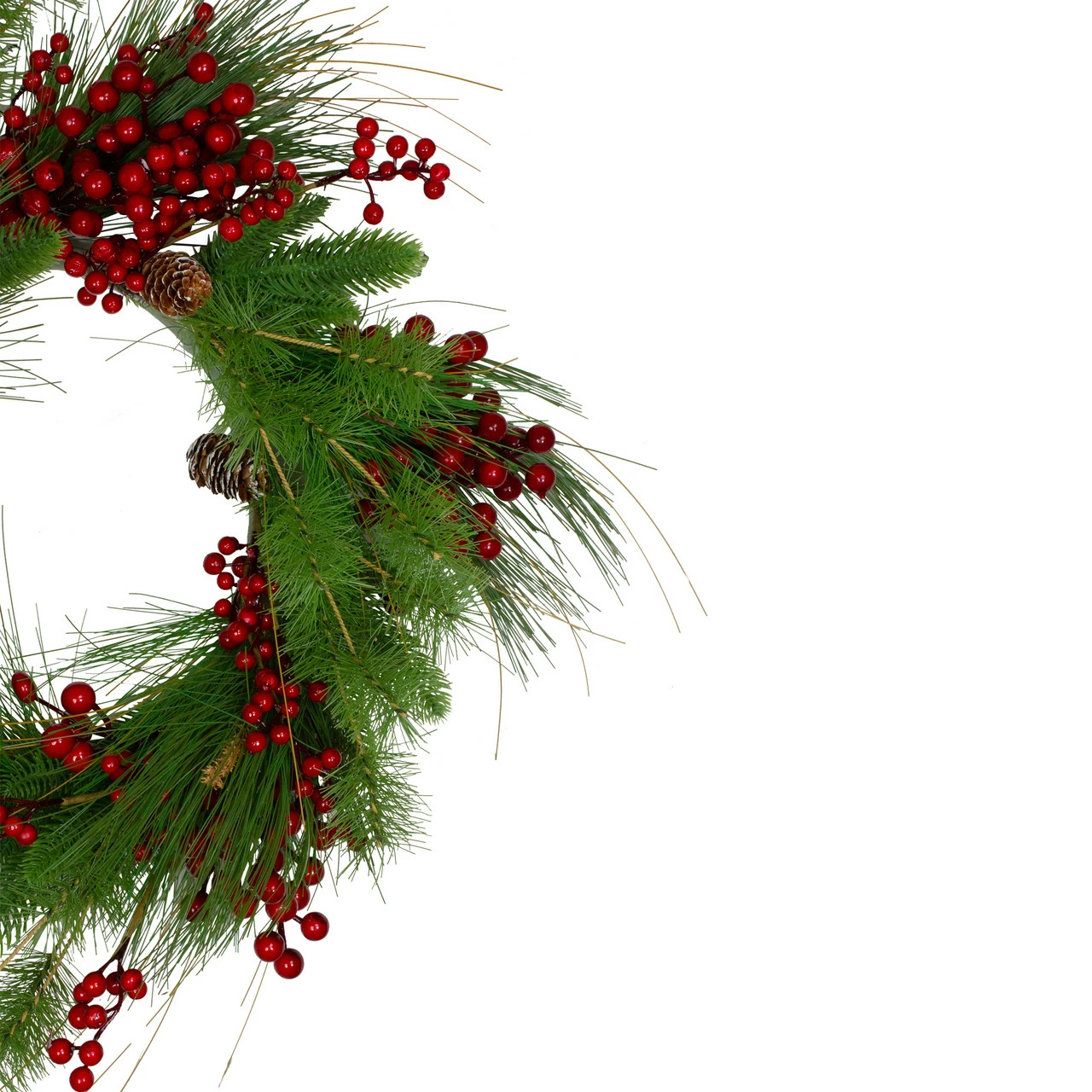 Northlight 24-Inch Mixed Pine And Red Berry Artificial Christmas Wreath - Unlit 3 Northlight 24-Inch Mixed Pine And Red Berry Artificial Christmas Wreath - Unlit - Image 3