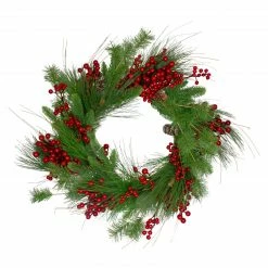 Northlight 24-Inch Mixed Pine And Red Berry Artificial Christmas Wreath - Unlit