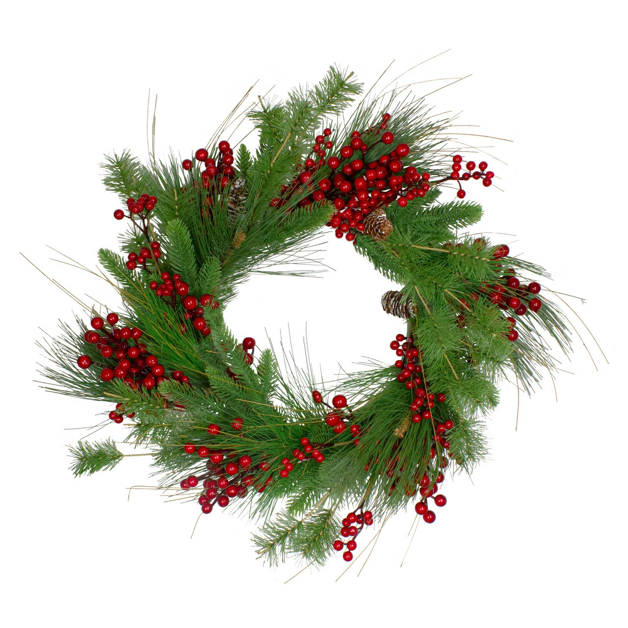 Northlight 24-Inch Mixed Pine And Red Berry Artificial Christmas Wreath - Unlit 1 Northlight 24-Inch Mixed Pine And Red Berry Artificial Christmas Wreath - Unlit