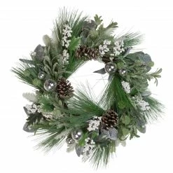 Northlight Artificial Christmas Wreath With Assorted Foliage And Berries, 24-Inch, Unlit