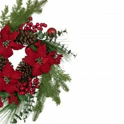 Northlight Artificial Red Berry And Poinsettia Christmas Wreath, 22-Inch, Unlit -Wreaths & Garland shop northlight yk93229 220copy 16946.1654189177