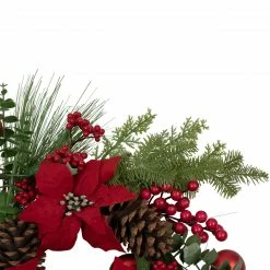 Northlight Artificial Red Berry And Poinsettia Christmas Wreath, 22-Inch, Unlit -Wreaths & Garland shop northlight yk93229 320copy 04050.1654189176