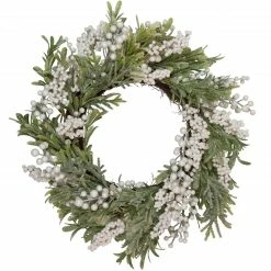 Northlight Artificial Christmas Wreath With Frosted Foliage And Berries, 20-Inch, Unlit