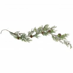 Northlight 5' X 8" Artificial Christmas Garland With With Frosted Foliage And Pine Cones, Unlit