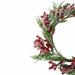 Northlight Frosted Red Berries With Leaves And Pine Artificial Christmas Wreath, 18-inch, Unlit -Wreaths & Garland shop northlight yk93252 2 95169.1662575031