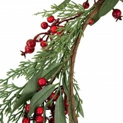 Northlight Frosted Red Berries With Leaves And Pine Artificial Christmas Wreath, 18-inch, Unlit -Wreaths & Garland shop northlight yk93252 4 53370.1662575031