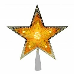 Northlight 9" Pre-Lit Gold And Amber Crystal 5 Point Star Christmas Tree Topper - Clear Lights